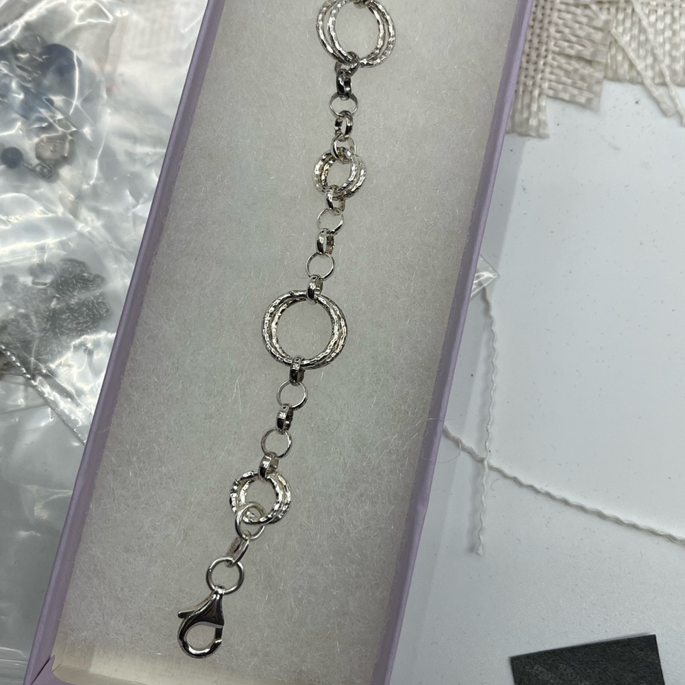 Vintage 1990s Sterling Silver 925 Geometric Bracelet - 7 inches - Picture 13 of 15